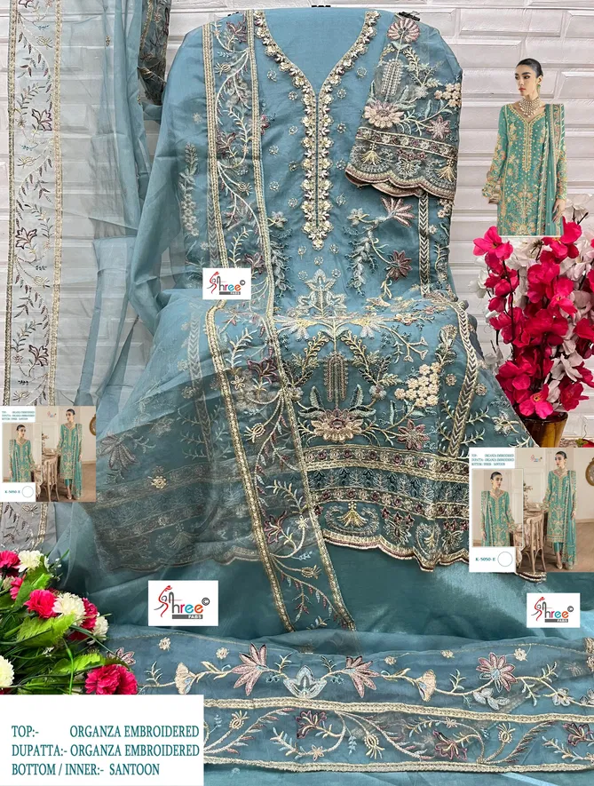 K 5050 By Shree Fabs Organza Embroidery Pakistani Salwar Suits Wholesale Online